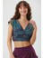 Desenli Sırt Detaylı Bağlamalı Crop Bluz 1