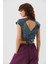 Desenli Sırt Detaylı Bağlamalı Crop Bluz 4