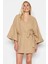3 lü Organik Pamuk Müslin Kimono Şortlu Takım 9121 Bej 5