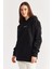 Arkası Baskılı Kapüşonlu Içi Polarlı Oversize Sweatshirt Siyah 3