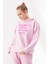 Las Vegas Baskılı Kapüşonlu Sweatshirt Pembe 2