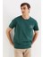 Regular Fit Grafik Baskılı Erkek T-Shirt Yeşil 4