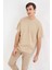 Oversize Basic Erkek T-Shirt Bej 2