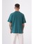 Unisex Relaxed Yıkamalı Basic T-Shirt Koyu Yeşil 2