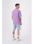 Unisex Relaxed Yıkamalı Basic T-Shirt Lila 4