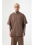 Oversize Basic Pamuklu T-Shirt Kahve 1