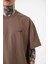 Oversize Basic Pamuklu T-Shirt Kahve 3