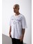 Oversize Oregon 20 Baskılı Pamuklu T-Shirt Beyaz 1