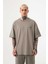 Oversize Basic Süprem Pamuklu T-Shirt Haki 1