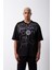 Oversize Oregon 20 Baskılı Pamuklu T-Shirt Siyah 5