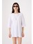 Kadın Basic Oversize Pamuklu Süprem T-Shirt Beyaz 1