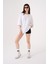Kadın Basic Oversize Pamuklu Süprem T-Shirt Beyaz 4