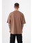 Oversize Free Spirit Baskılı Pamuklu T-Shirt Kahve 2