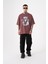 Oversize Free Spirit Baskılı Pamuklu T-Shirt Mürdüm 3