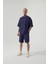 Unisex Oversize Basic Cepli Şort Lacivert 4