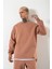Relaxed Yırtmaçlı Bisiklet Yaka Basic Sweatshirt Copper 1