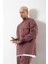 Süper Oversize Cepli Bisiklet Yaka Basic Sweatshirt Mürdüm 1