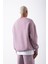 Oversize Bisiklet Yaka Basic Sweatshirt Kirli Pembe 2