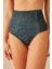 Yüksek Bel Pileli Desenli Bikini Alt 1