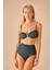 Yüksek Bel Pileli Desenli Bikini Alt 2
