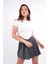Beyaz Asimetrik Baretli Crop Tshirt 1