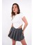 Beyaz Asimetrik Baretli Crop Tshirt 4