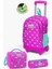 Kids Neon Pembe Su Yeşili Kalp Desenli Çekçekli 3'lü Çanta Seti SET0123133 1