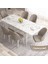 Concept Ves Serisi 80X132 Mdf Açılabilir Beyaz Mermer Desen Mutfak Masa Takımı 6 Sandalye 2