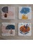 Soyut Çiçek Yaprak ve Objeler Doğal Taş Bardak Altlığı 4'lü Set - Natural Stone Coasters 2