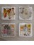 Vintage Kelebekli Kolaj Doğal Taş Bardak Altlığı 4'lü Set - Natural Stone Coasters 2