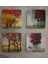 Kırmızı Ağaçlar Doğal Taş Bardak Altlığı 4'lü Set - Natural Stone Coasters 2