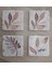 Pembe Desenli Yapraklar Doğal Taş Bardak Altlığı 4'lü Set - Natural Stone Coasters 2