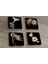 Siyah Zemin Lale Gerbera ve Çiçekler Doğal Taş Bardak Altlığı 4'lü Set - Natural Stone Coasters 1