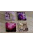 Mor Çiçekler Doğal Taş Bardak Altlığı 4'lü Set - Natural Stone Coasters 1