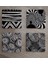 Siyah Beyaz Geometrik Desenler Doğal Taş Bardak Altlığı 4'lü Set - Natural Stone Coasters 2