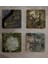 Yeşil Soyut Tasarımlar Doğal Taş Bardak Altlığı 4'lü Set - Natural Stone Coasters 2