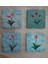 Ebru Laleler Doğal Taş Bardak Altlığı 4'lü Set - Natural Stone Coasters 2