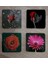 Kırmızı Gül ve Gerbera Doğal Taş Bardak Altlığı 4'lü Set - Natural Stone Coasters 2