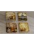 Kolaj Rönesans Eyfel Kulesi ve Eski Savaş Gemisi Doğal Taş Bardak Altlığı 4'lü Set - Natural Stone Coasters 1