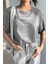 Optimistic Gri Oversize Salas Boyfriend Kadın T-Shirt 2