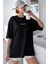 Spectacular Siyah Oversize Salas Boyfriend Kadın T-Shirt 4