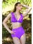 Kadın Fırfırlı Yüksek Bel Mor Bikini 35001 4