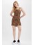 Bodycon Kare Yaka Baskılı Mini Askılı Elbise W6796AZ22SM 2