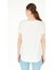 Beyaz Yırtmaç Detaylı Rahat Kalıp Modal T-Shirt - Dora 4