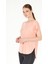 Pembe Yırtmaç Detaylı Rahat Kalıp Modal T-Shirt - Dora 1