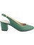 Modern Lazerli Tarz Rahat Topuklu Arka Açık Ayakkabı Yeşil 2