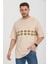 R-5730 Bisiklet Yaka Ön Nakış Detaylı Oversize T-Shirt 2