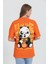 R-5724 Bisiklet Yaka Panda Baskılı Oversize T-Shirt 5