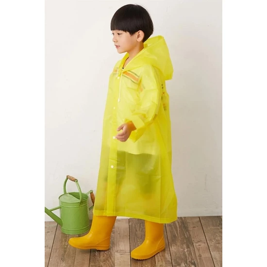 Dzc Kuzenler Avm Kız Erkek Çocuk Yağmurluk Kapüşonlu Çıtçıtlı Eva Yağmurluk  Rüzgarlık Sarı