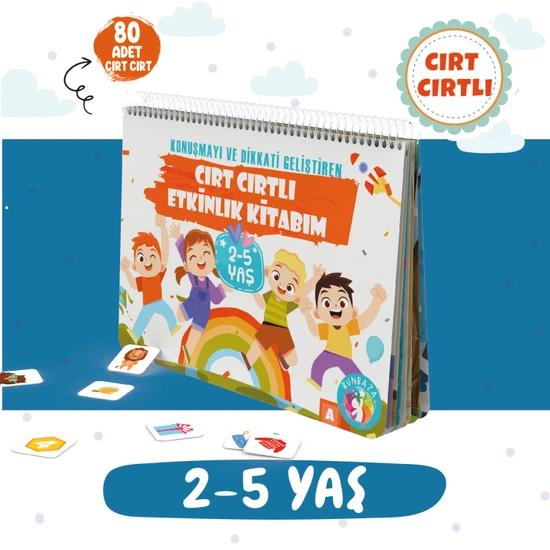 Bunbaza Cırt Cırtlı Etkinlik ve Aktivite Kitabı 2-5 Yaş, Konuşma ve Dikkat Geliştiren Eğlenceli Kitap